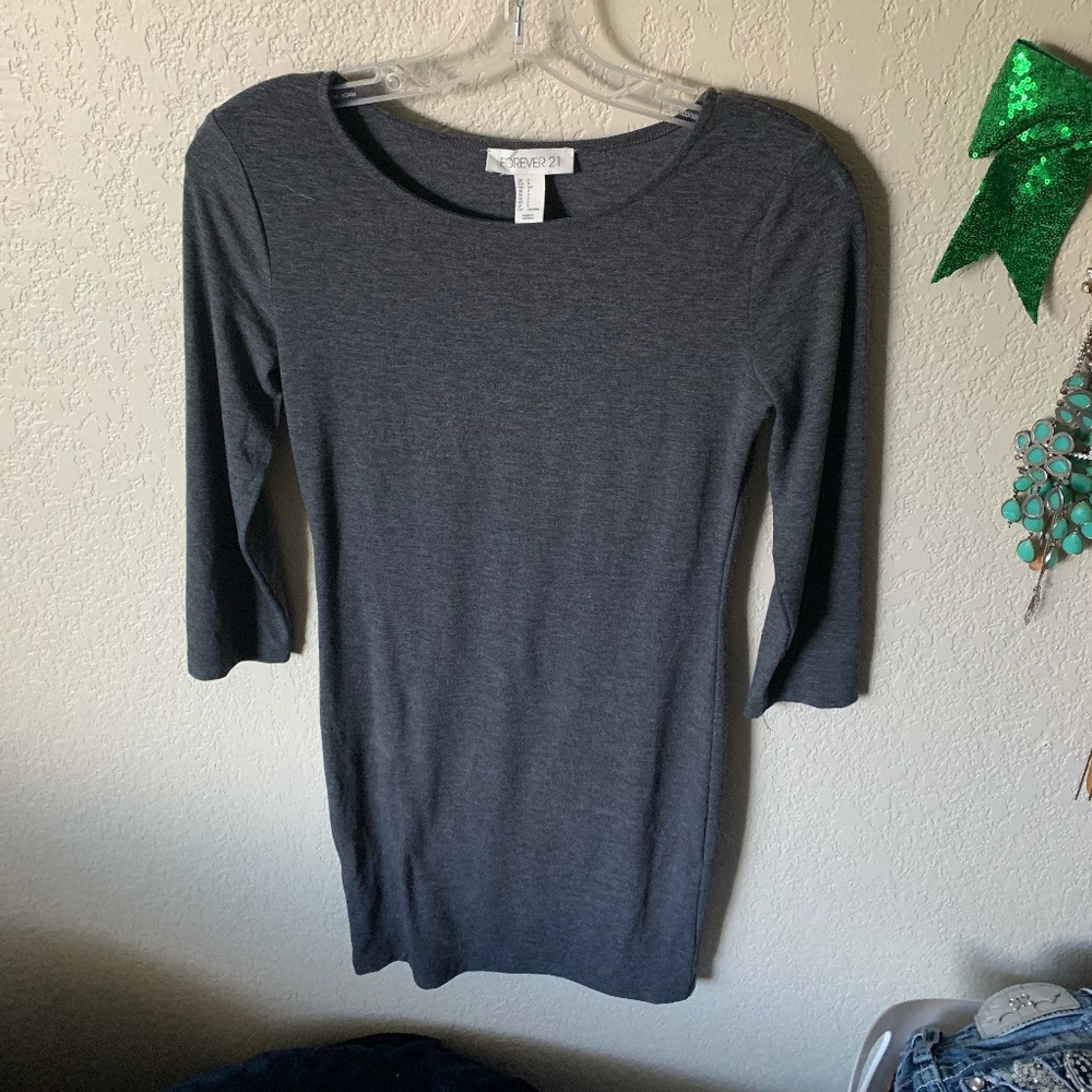Heather gray three quarter sleeve dress